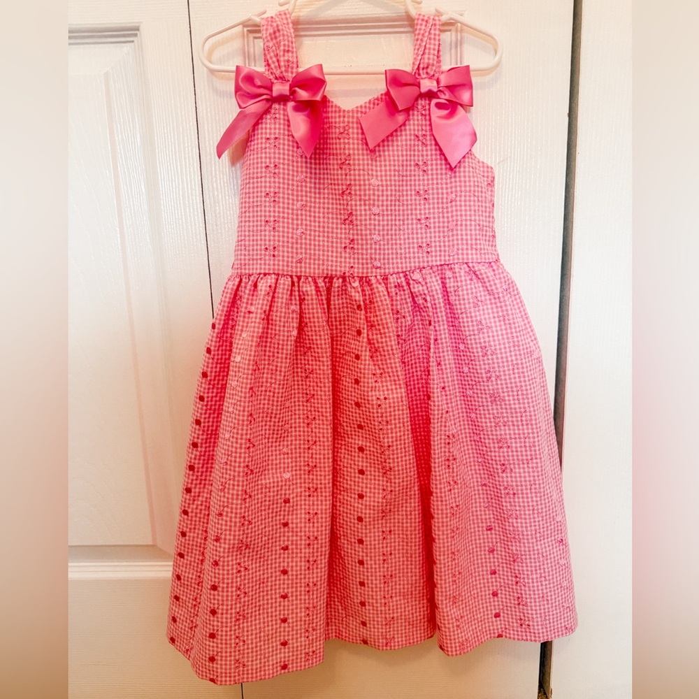 EUC Bonnie Jean Pink Eyelet Dress Sz 6
